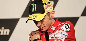 Valentino Rossi, 32 anni, in conferenza a Jerez. LaPresse
