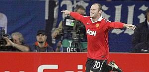 Rooney festeggia il personale 2-0. Reuters Rooney festeggia il personale 2-0. Reuters