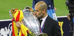 Pep Guardiola, 40 anni, ha guidato il Bara alla conquista della quarta Champions. Ap