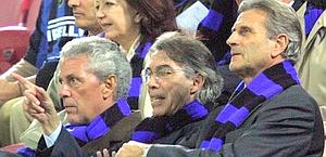 Tronchetti Provera, Moratti e Facchetti in un'immagine dell'1/11/05. Ansa