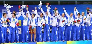 Il Settebello sul podio. Reuters