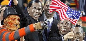 Obama e Freddy Krueger in tribuna pro-Usa... Reuters