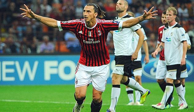 Ibrahimovic esulta dopo il gol dell1-0. Afp 