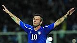 Antonio Cassano volley makes it 1-0. Afp Antonio Cassano volley makes it 1-0. Afp
