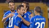 Antonio Cassano, 29, is congratulated by his team-mates. LaPresse Antonio Cassano, 29, is congratulated by his team-mates. LaPresse