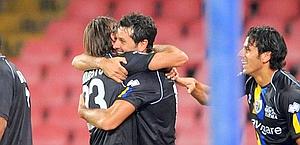 Modesto e Gobbi, gli autori dei gol decisivi per il Parma. LaPresse