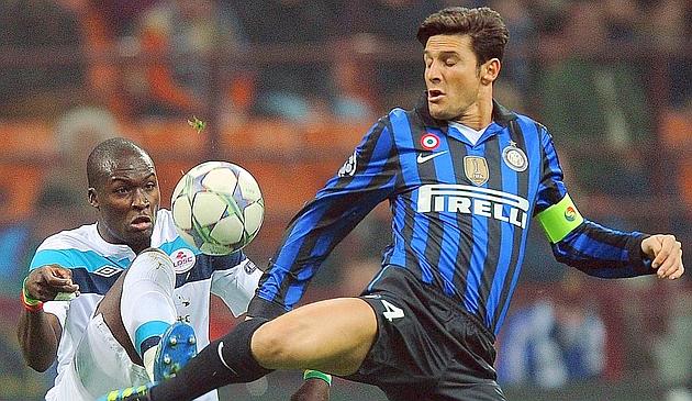 Javier Pupi Zanetti, capitano sempre coraggioso dell'Inter. Ansa