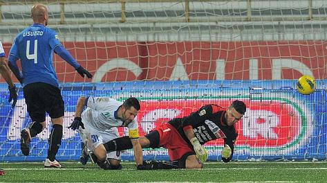 Sergio Pellissier realizza la rete dell'1-0 per il Chievo. Ansa