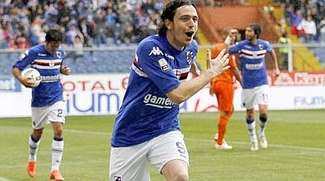 Nicola Pozzi, 25 anni, al suo tredicesimo gol in campionato con la Sampdoria. LaPresse