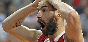Vassilis Spanoulis, stella dell'Olympiacos. Reuters