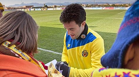 Giuseppe Rossi sul campo di allenamento del Villarreal