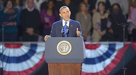 Barack Obama nel primo discorso da presidente rieletto