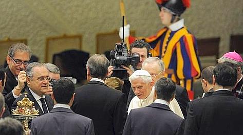 Claudio Lotito all'udienza generale col Papa Benedetto XVI. LaPresse