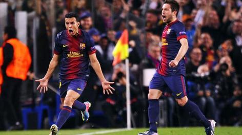 Pedro esulta con Jordi Alba dopo il gol del pareggio. LaPresse Pedro esulta con Jordi Alba dopo il gol del pareggio. LaPresse