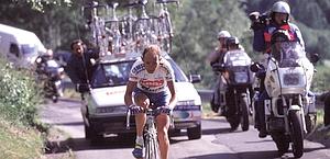 Marco Pantani sul Mortirolo nel '94. Archivio Gazzetta