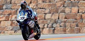 Marco Melandri in azione ad Aragon sulla sua Yamaha