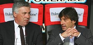 Carlo Ancelotti e Leonardo ai tempi del Milan. Lapresse