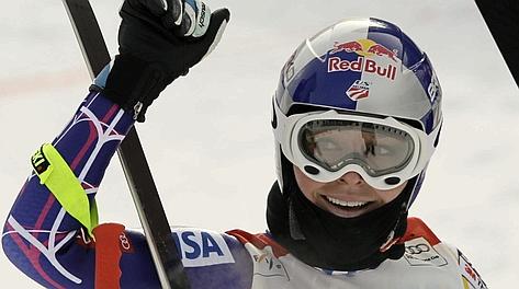 Il sorriso di Lindsey Vonn dopo il successo a Garmisch. Reuters