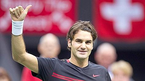 Roger Federer, 30 anni, sorridente dopo la conquista della finale a Rotterdam. Reuters