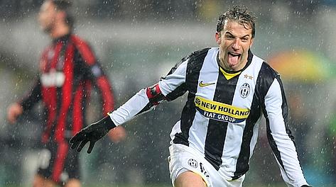 L'esultanza dopo il primo gol allo Juventus Stadium, nella semifinale di andata contro il Milan. Ansa