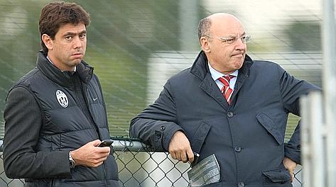 Il presidente della Juventus, Andrea Agnelli, con l'a.d. Giuseppe Marotta, 54 anni. Lapresse