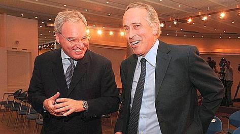Il presidente di Lega Maurizio Beretta col presidente federale Giancarlo Abete.