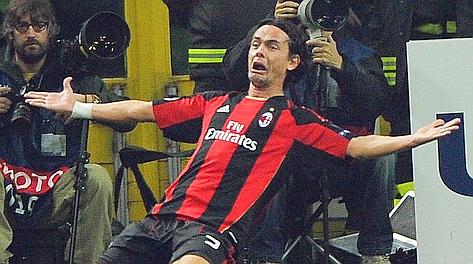 Filippo Inzaghi, 38 anni, ha vestito la maglia del Milan dal 2001. Ansa