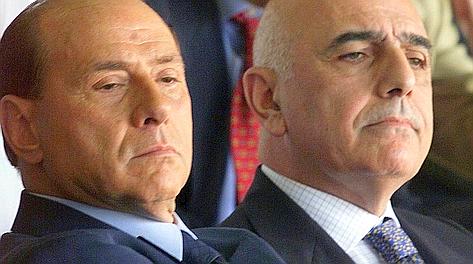 Il patron rossonero Silvio Berlusconi e l'a.d. Adriano Galliani in una foto d'archivio. Ansa