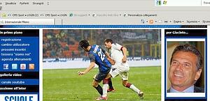 Il sito dell'Inter con la foto del contatto Astori-Ranocchia