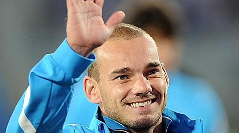 Wesley Sneijder, 28 anni, era all'Inter dal 2009. Ansa