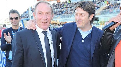 Zeman con il predidente del Pescara Sebastiani. Ansa
