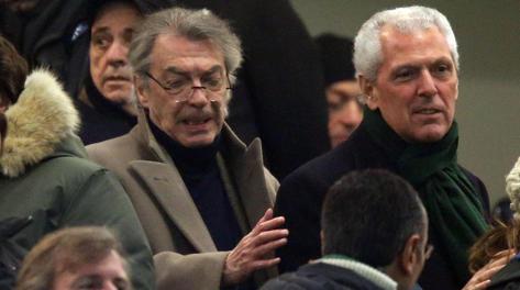 Massimo Moratti con Marco Tronchetti Provera a San Siro. Ansa