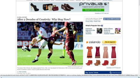 La pagina dell'Herald Tribune dedicata a Totti