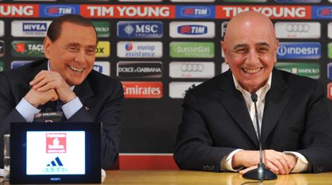 Il patron rossonero Silvio Berlusconi e l'a.d. Adriano Galliani. Ansa