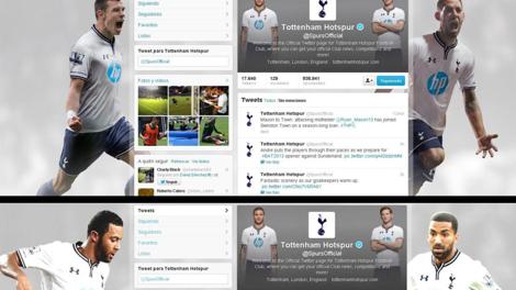 In alto la pagina Twitter del Tottenham prima con Gale, in bassa la pagina degli Spurs oggi senza Bale