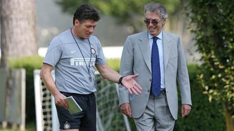 Walter Mazzarri e Massimo Moratti alla Pinetina. F.C. Inter