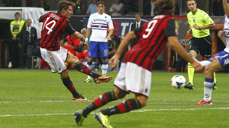 Valter Birsa scocca dal limite il tiro vincente. LaPresse Valter Birsa scocca dal limite il tiro vincente. LaPresse