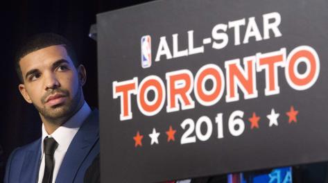 Drake  il testimonial di Toronto per l'All Star Game 2016. Reuters