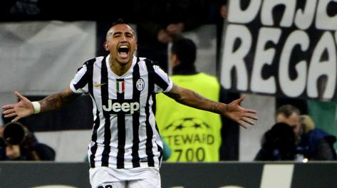 La felicità di Arturo Vidal dopo la tripletta al Copenaghen. Afp La felicità di Arturo Vidal dopo la tripletta al Copenaghen. Afp