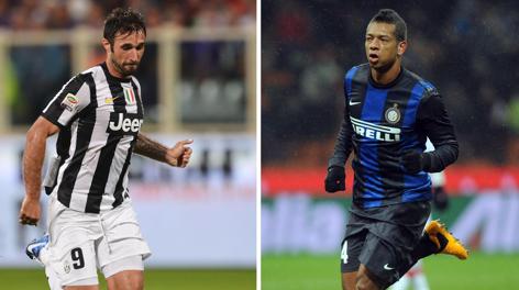 Mirko Vucinic e eFredy Guarin. Ansa Mirko Vucinic e eFredy Guarin. Ansa