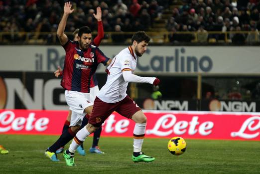 Bologna-Roma 0-1: la prima grande occasione capita a Mattia Destro al 19&#39; del primo tempo. Ansa