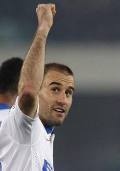Rodrigo Palacio esulta, l'argentino è andato a segno per la seconda partita consecutiva dopo l'acuto col Torino. Reuters