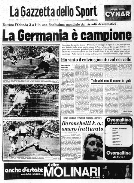 1974 Pagina giornale nuovo Adige Germania Campione del Mondo Calcio 