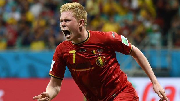 Kevin De Bruyne esulta dopo il gol dell'1-0. Afp Kevin De Bruyne esulta dopo il gol dell'1-0. Afp