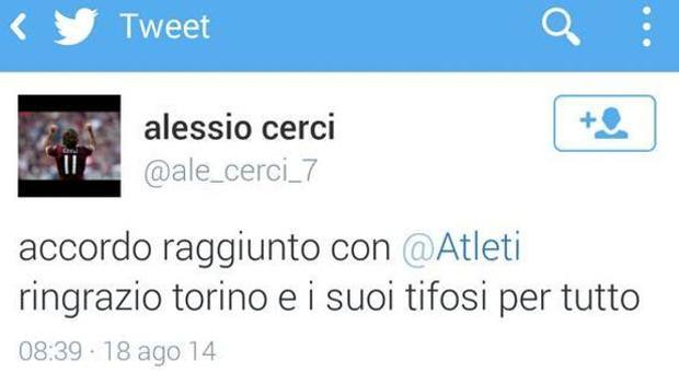 Il tweet di Alessio Cerci