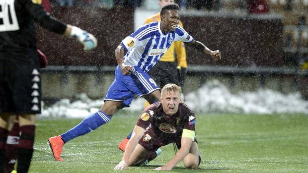 Gideon Baah festeggia la rete dell'1-0. Afp Gideon Baah festeggia la rete dell'1-0. Afp