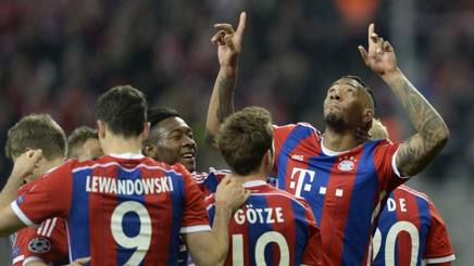 Jerome Boateng, 26 anni, esulta coi compagni dopo il gol del 2-0. Afp Jerome Boateng, 26 anni, esulta coi compagni dopo il gol del 2-0. Afp