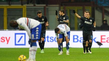 Shaqiri, Icardi e Podolski fanno festa durante Inter-Samp di Coppa Italia. Ansa Shaqiri, Icardi e Podolski fanno festa durante Inter-Samp di Coppa Italia. Ansa