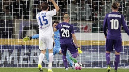 Il gol del 2-0 di Borja Valero. Getty Il gol del 2-0 di Borja Valero. Getty