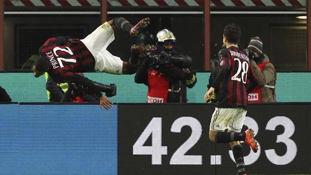 La capriola di Boateng dopo il 2-0. Getty La capriola di Boateng dopo il 2-0. Getty